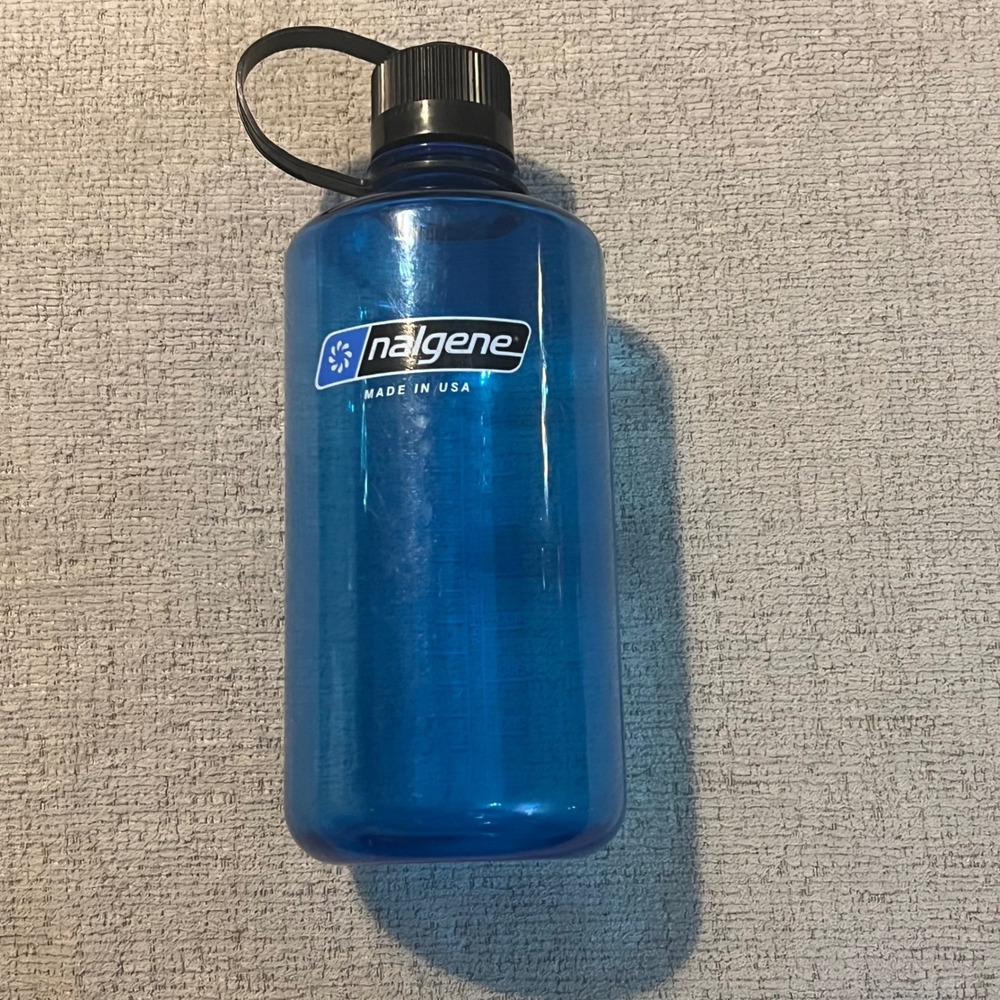 Nalgene 32oz Wide Mouth Water Bottle Blue Made in USA 1000ml BPA Free Hiking